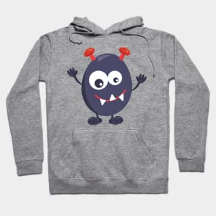 Cute Monster, Funny Monster, Blue Monster, Horns Hoodie